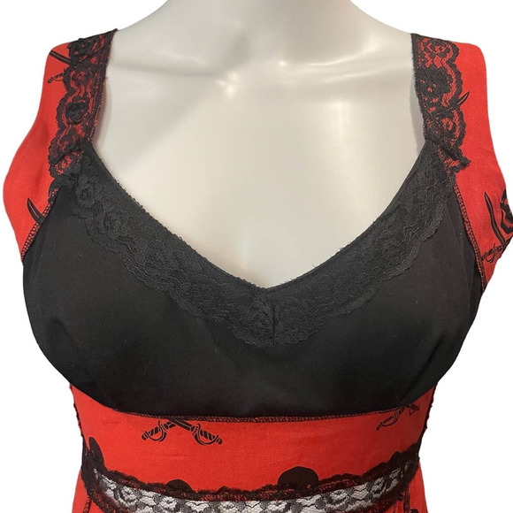 Shrine Vintage Cocktail Dress Orange Pirates Print Size M - Picture 5 of 16